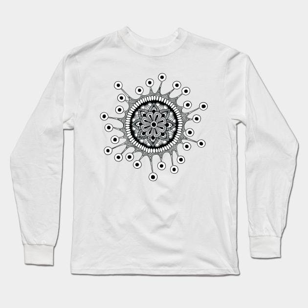 Virus Mandala (black) Long Sleeve T-Shirt by calenbundalas